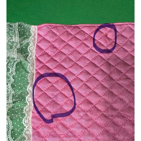 Barbie  1985 Bedspread from  Dream Glow Bed #5641 Pink w Large ruffle 11”Lx 12”w - Picture 4 of 5